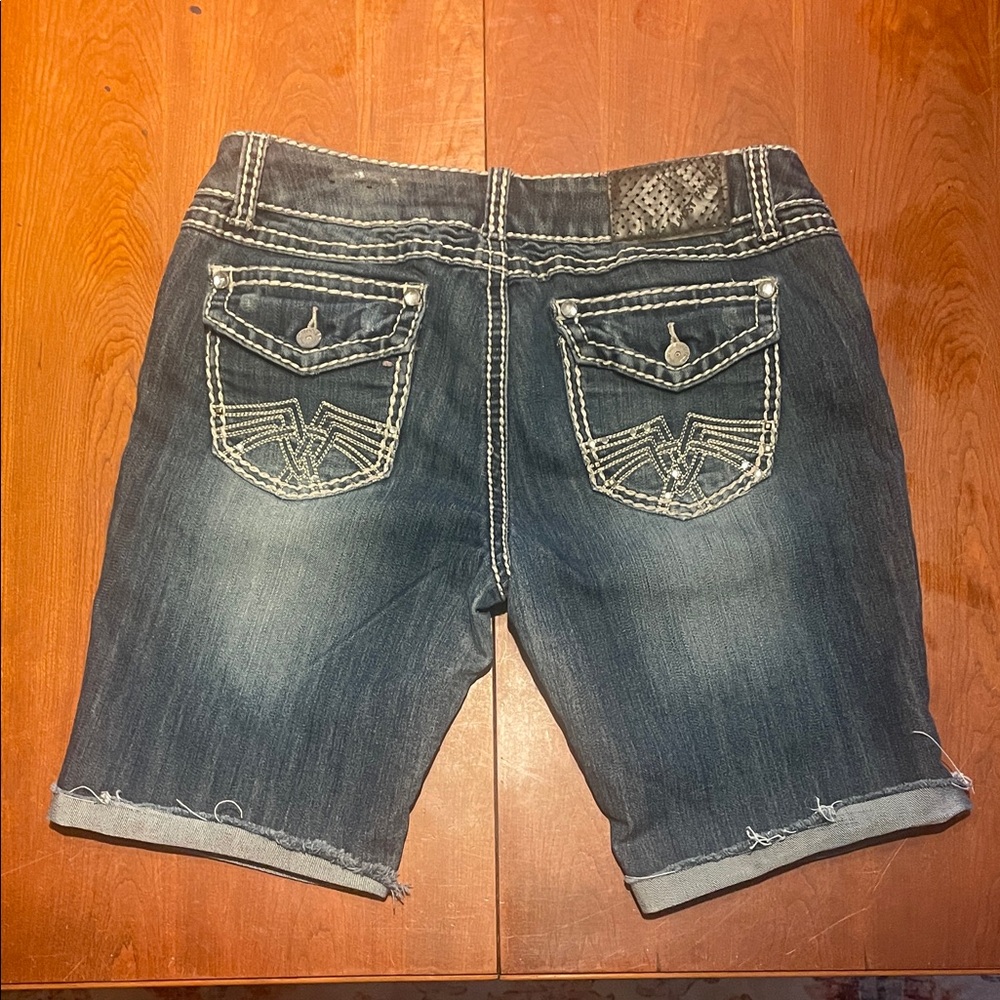 Almost Famous Dark Blue Distressed Shorts